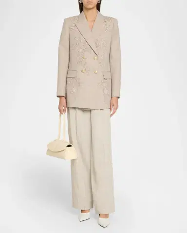 Kobi Halperin Violet Floral-Embroidered Wool Jacket | Thumbnail 2
