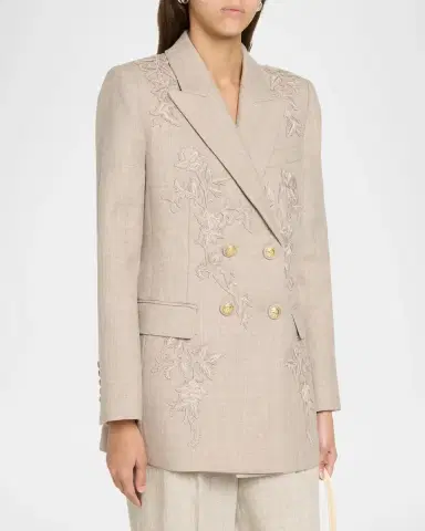 Kobi Halperin Violet Floral-Embroidered Wool Jacket | Thumbnail 4