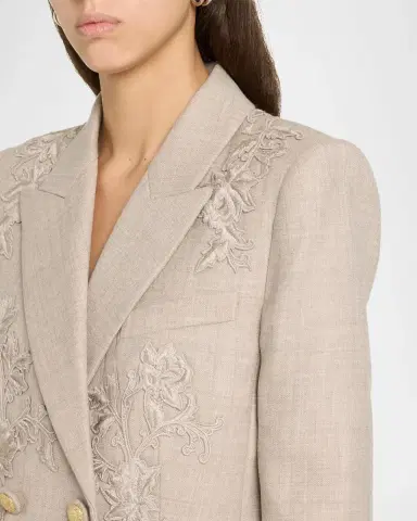 Kobi Halperin Violet Floral-Embroidered Wool Jacket | Thumbnail 5
