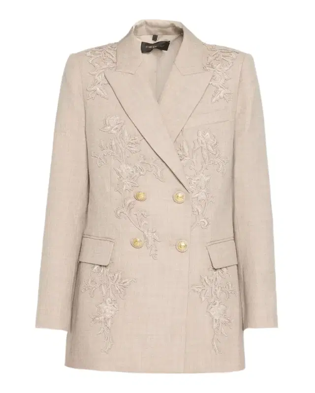 Kobi Halperin Violet Floral-Embroidered Wool Jacket