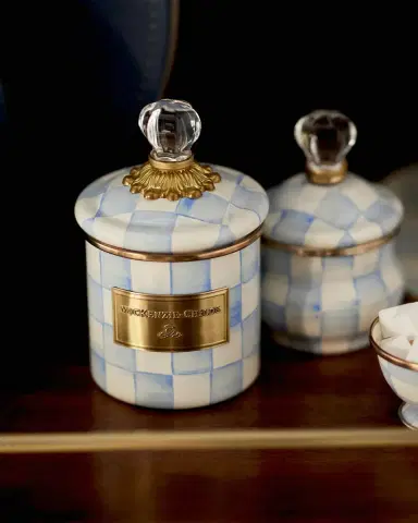 MacKenzie-Childs Sky Check Hand-Painted Enamel Storage Container | Thumbnail 3 MacKenzie-Childs Sky Check Hand-Painted Enamel Storage Container | Thumbnail 3