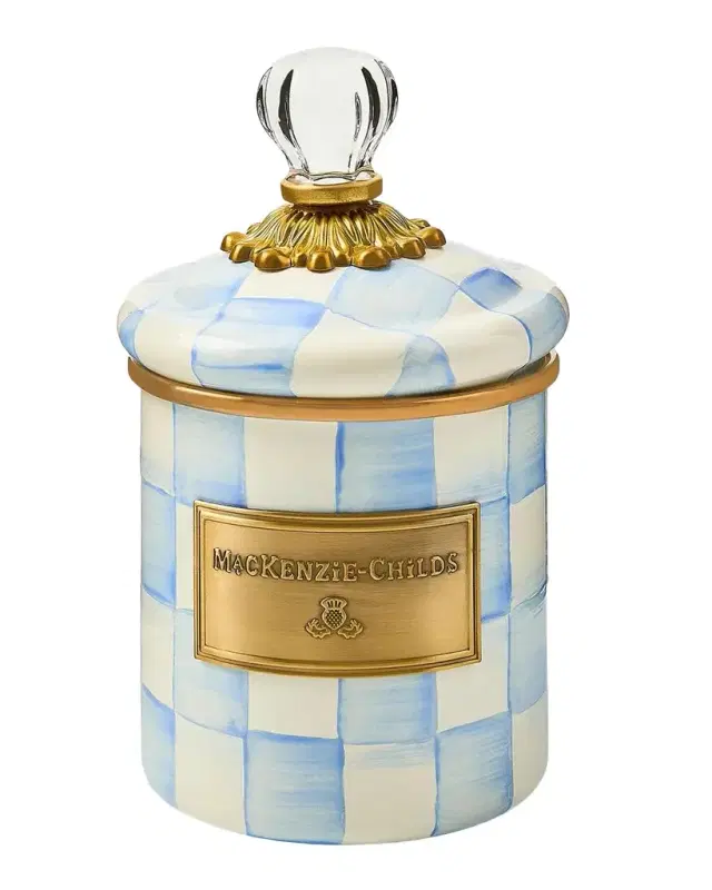 MacKenzie-Childs Sky Check Hand-Painted Enamel Storage Container