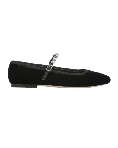 Veronica Beard Ellie Crystal-Strap Velvet Mary Jane Ballerina Flats | Thumbnail 1