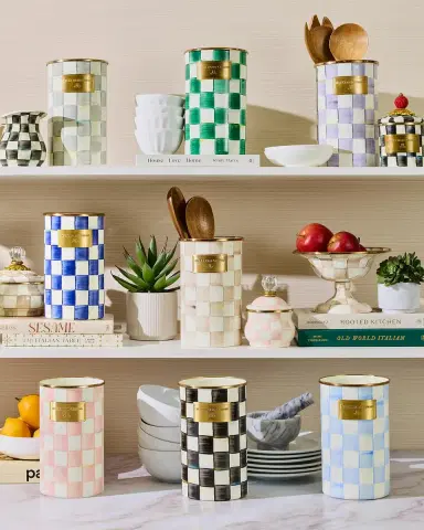 MacKenzie-Childs Sky Check Hand-Painted Enamel Utensil Holder | Thumbnail 2