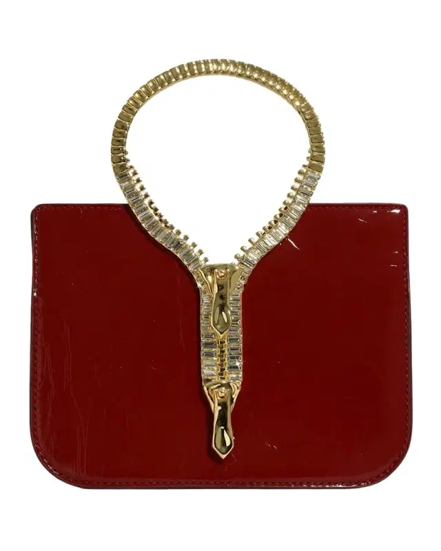 ALEXIS BITTAR Sculptural Zipper Patent Leather Top-Handle Bag