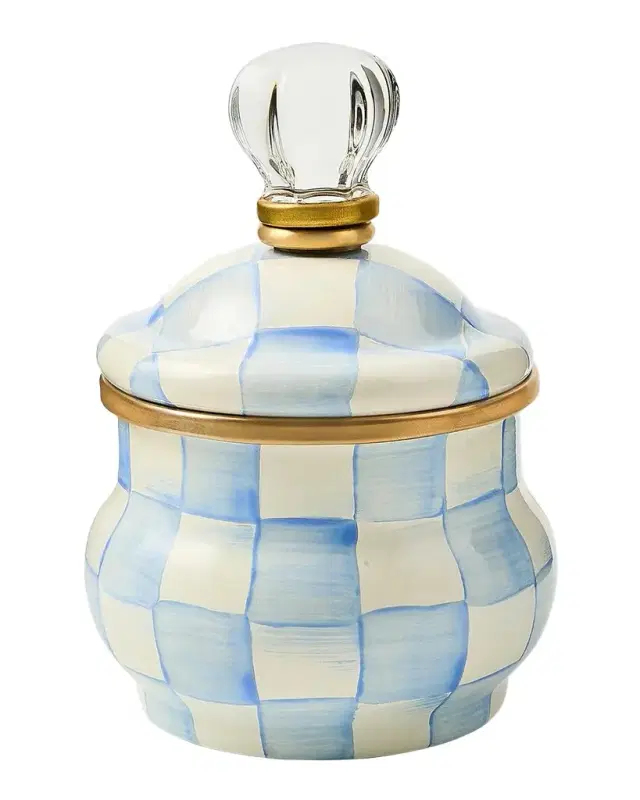 MacKenzie-Childs Sky Check Hand-Painted Enamel Storage Container