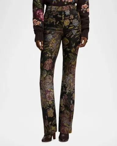Ralph Lauren Collection Wrigley II Floral Jacquard Bootcut-Leg Pants | Thumbnail 4