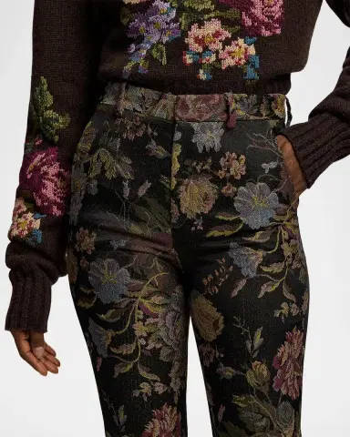 Ralph Lauren Collection Wrigley II Floral Jacquard Bootcut-Leg Pants | Thumbnail 5