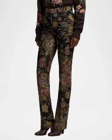 Ralph Lauren Collection Wrigley II Floral Jacquard Bootcut-Leg Pants | Thumbnail 6