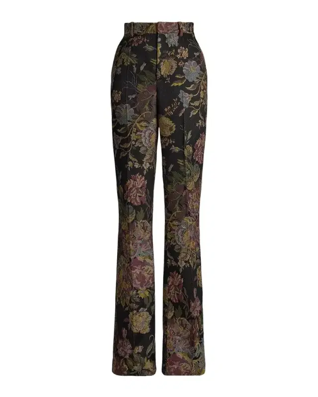 Ralph Lauren Collection Wrigley II Floral Jacquard Bootcut-Leg Pants