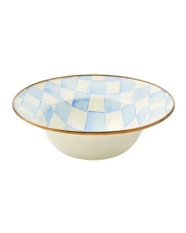 MacKenzie-Childs Sky Check Hand-Painted Serving Bowl