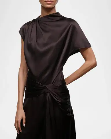 Staud Davina Front-Knot Asymmetric Satin Midi Dress | Thumbnail 5