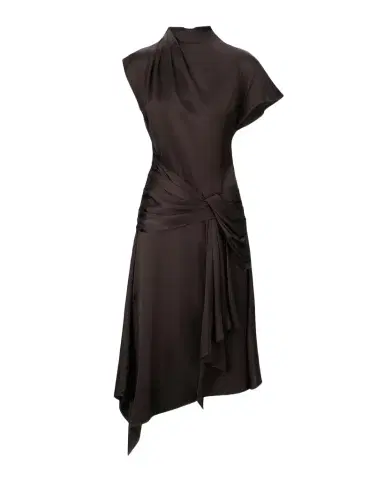 Staud Davina Front-Knot Asymmetric Satin Midi Dress | Thumbnail 1