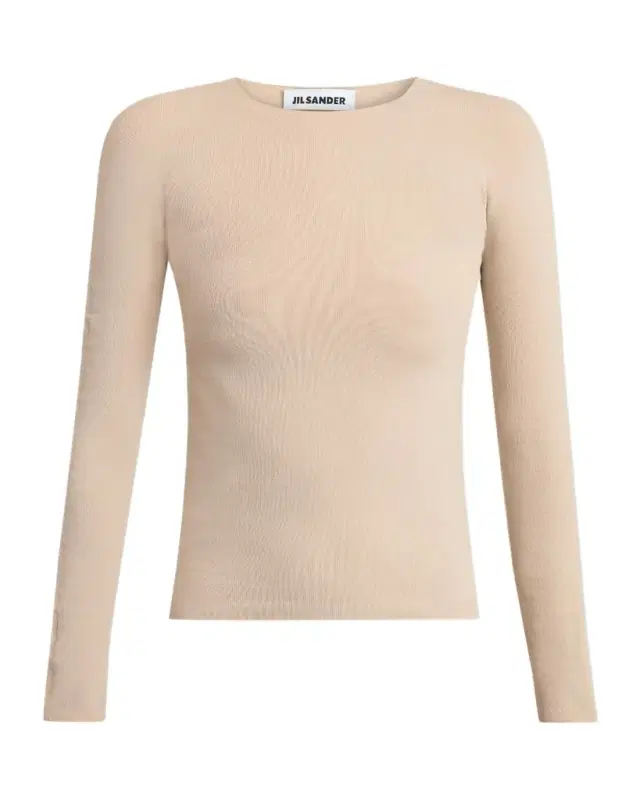 Jil Sander Fine Silk-Wool Knit Crewneck Sweater