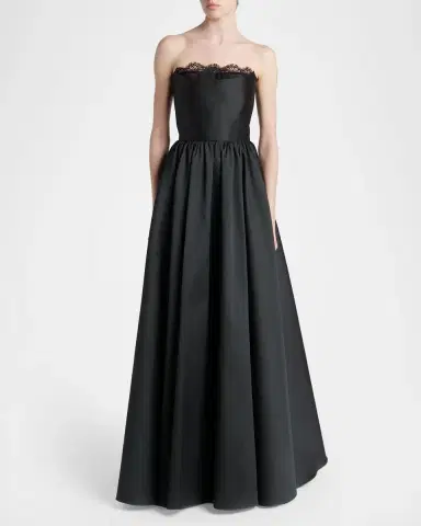 Alexander McQueen Strapless Lace-Trim Corset Fit-&-Flare Gown | Thumbnail 2