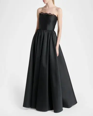 Alexander McQueen Strapless Lace-Trim Corset Fit-&-Flare Gown | Thumbnail 4