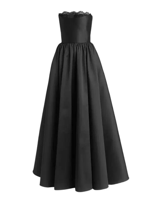 Alexander McQueen Strapless Lace-Trim Corset Fit-&-Flare Gown