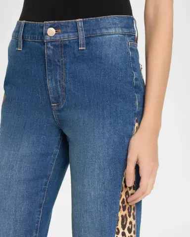 Alice + Olivia Leopard Godet Wide-Leg Jeans | Thumbnail 5