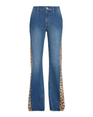 Alice + Olivia Leopard Godet Wide-Leg Jeans | Thumbnail 1