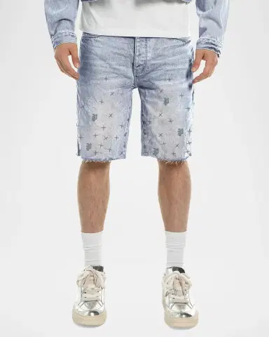 PURPLE Mono Stars Tuffetage Denim Shorts | Thumbnail 4