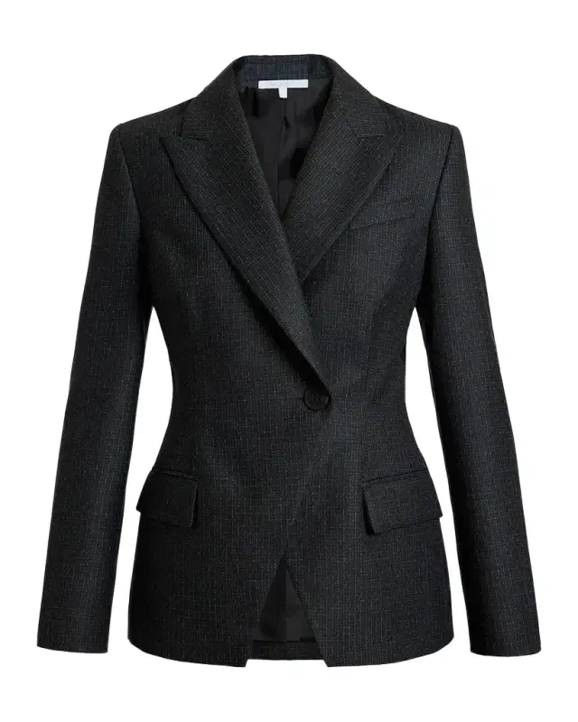 Santorelli Malli Metallic-Check Virgin Wool Blazer