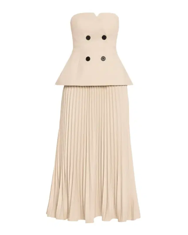 Self-Portrait Bandeau Pleated Midi Dress