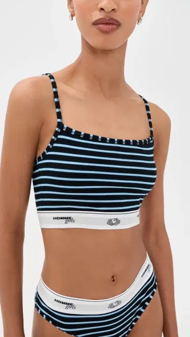 Hommegirls Homme Girls x Fruit of The Loom Cami Bralette 3 Pack Stripe/Heather Grey/White | Thumbnail 3