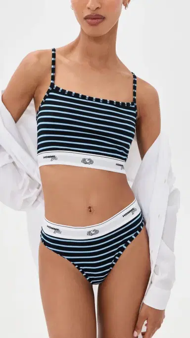 Hommegirls Homme Girls x Fruit of The Loom Cami Bralette 3 Pack Stripe/Heather Grey/White | Thumbnail 6