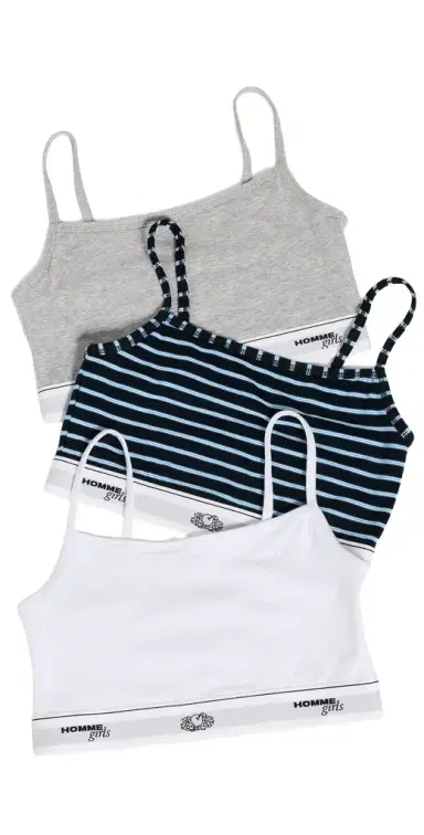 Hommegirls Homme Girls x Fruit of The Loom Cami Bralette 3 Pack Stripe/Heather Grey/White | Thumbnail 1