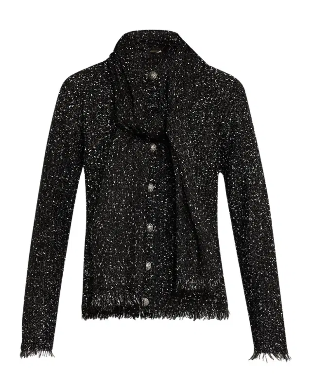 Kobi Halperin Faye Fringed Metallic Knit Sweater