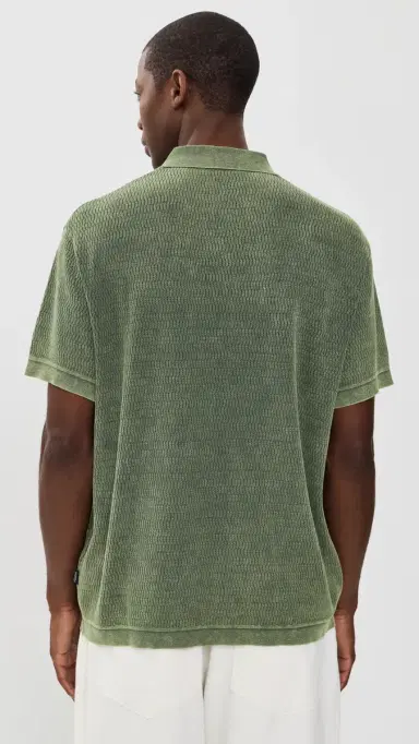Malbon Brickwork Knit Polo Rifle Green | Thumbnail 3