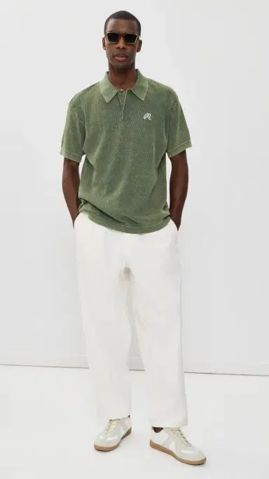 Malbon Brickwork Knit Polo Rifle Green | Thumbnail 5