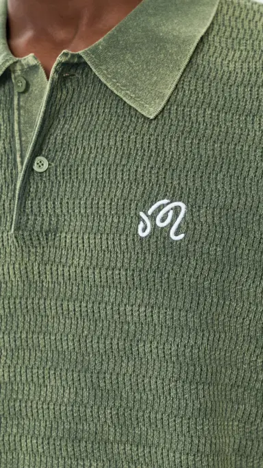 Malbon Brickwork Knit Polo Rifle Green | Thumbnail 6