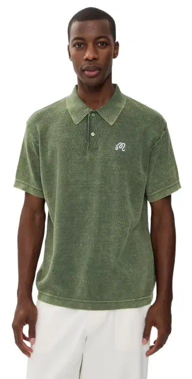 Malbon Brickwork Knit Polo Rifle Green | Thumbnail 1