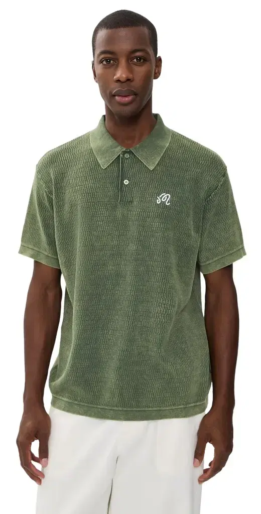 Malbon Brickwork Knit Polo Rifle Green