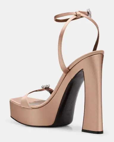 Giuseppe Zanotti Silk Crystal-Buckle Platform Sandals | Thumbnail 4