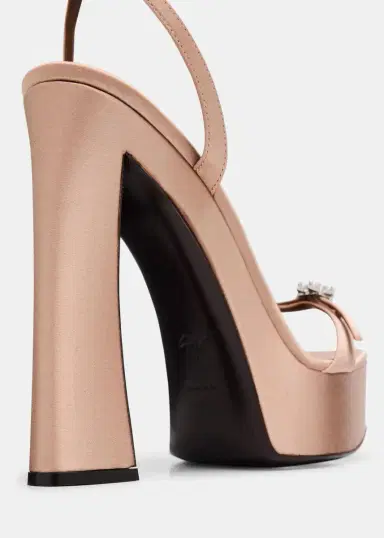 Giuseppe Zanotti Silk Crystal-Buckle Platform Sandals | Thumbnail 5