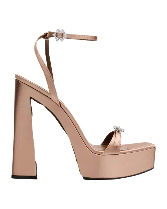 Giuseppe Zanotti Silk Crystal-Buckle Platform Sandals