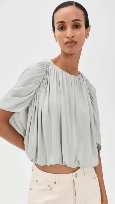 Vince Gathered Cape Bubble Blouse tone age | Thumbnail 2