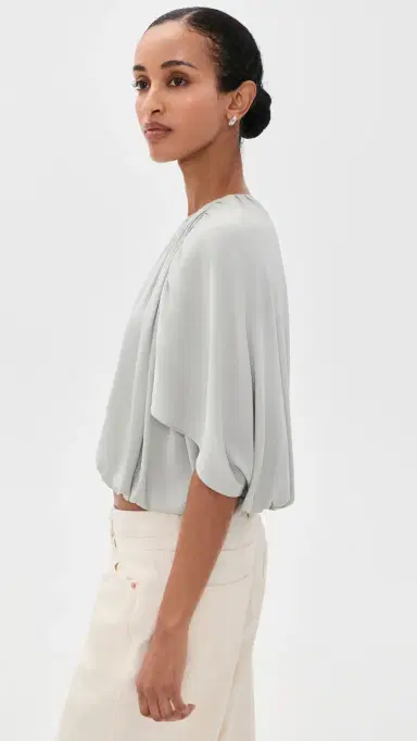 Vince Gathered Cape Bubble Blouse tone age | Thumbnail 4