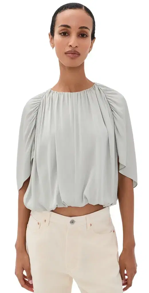 Vince Gathered Cape Bubble Blouse tone age