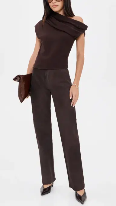 DL1961 Dakota Slim Straight Suede Pants Tobacco Suede | Thumbnail 5