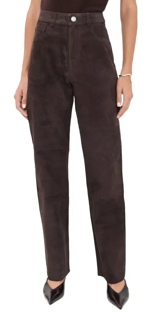 DL1961 Dakota Slim Straight Suede Pants Tobacco Suede
