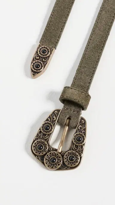 B-Low The Belt Elphie Suede Belt Olive/Brass | Thumbnail 5