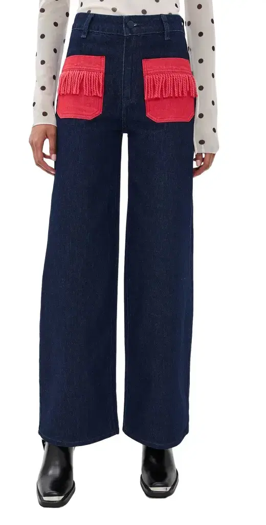 The Tiny Big Sister Bicolor Denim Jeans Denim w/ Red