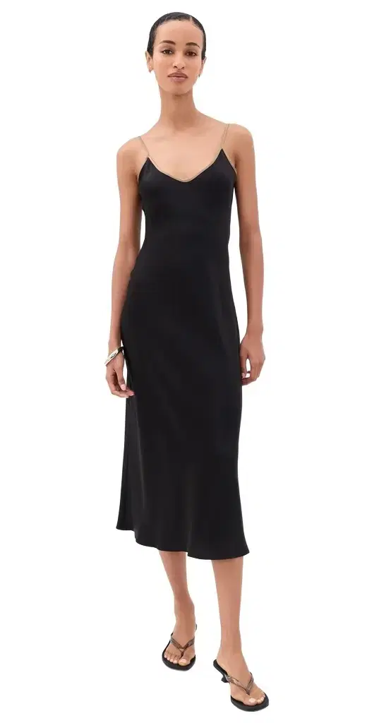 Comme Si Silk Bias Dress Black S