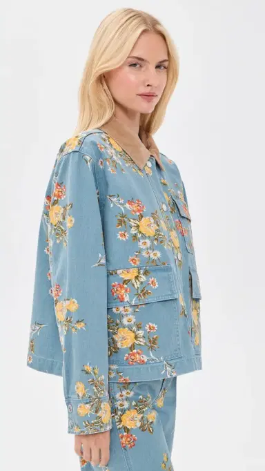 Veronica Beard Jean Leighton Floral Denim Jacket | Thumbnail 4 Veronica Beard Jean Leighton Floral Denim Jacket | Thumbnail 4