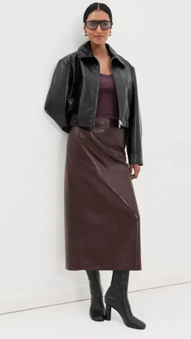 AGOLDE Hikson Leather Skirt Madera | Thumbnail 5