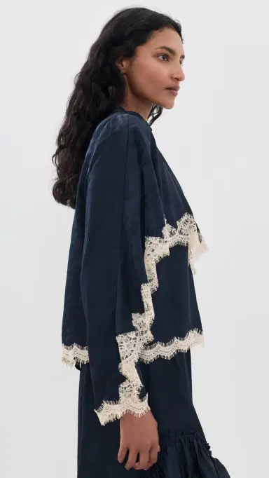 Sea Shay Lace Long Sleeve Top Navy | Thumbnail 4