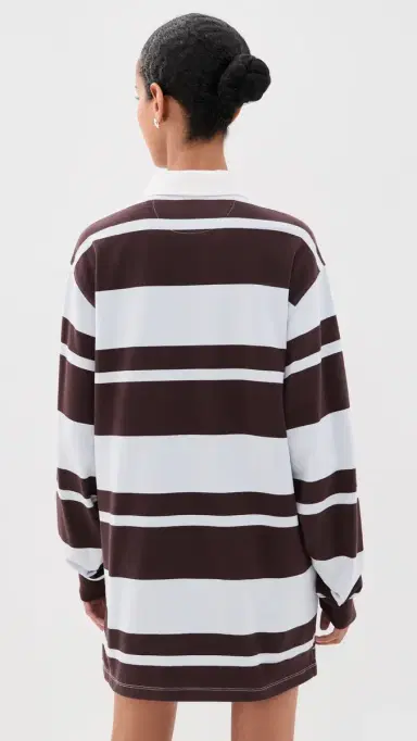 GOOD AMERICAN The Knit Rugby Mini Dress Sky ocha Club Stripe | Thumbnail 3